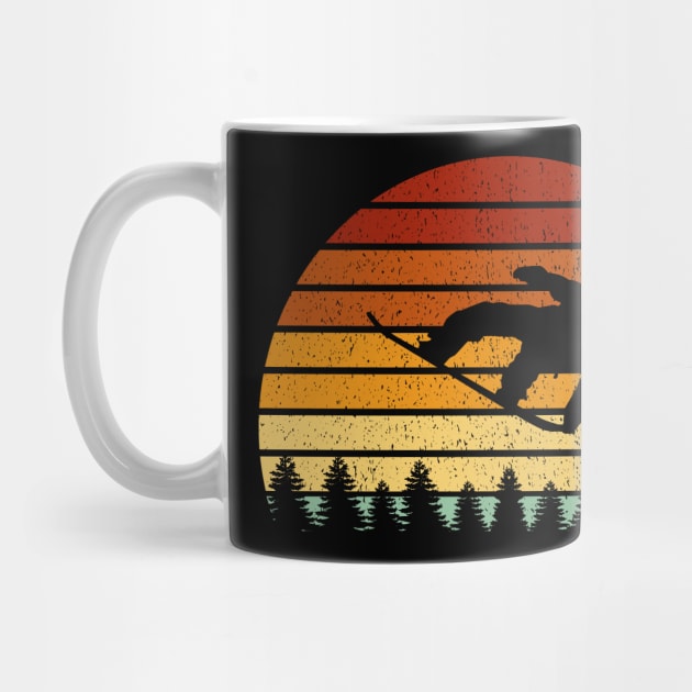 Vintage Sunset Snowboarding Gift For Snowboarders by OceanRadar